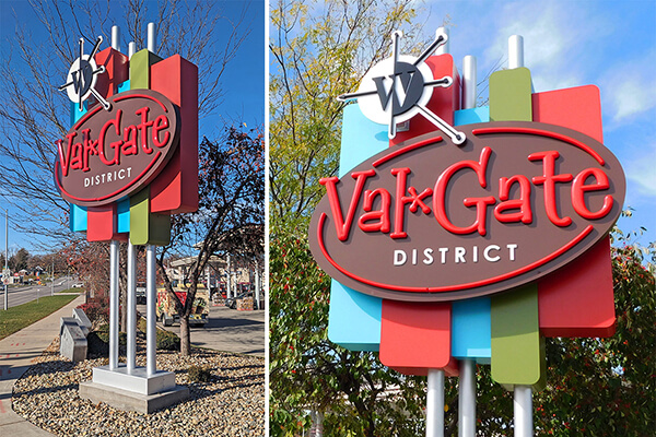 Val Gate District Pole Sign