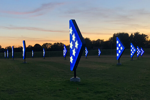 Veterans Parkway - Folded Flags Art Installation
