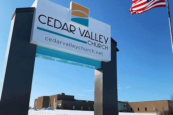Church Cedar Valley Pole Sign