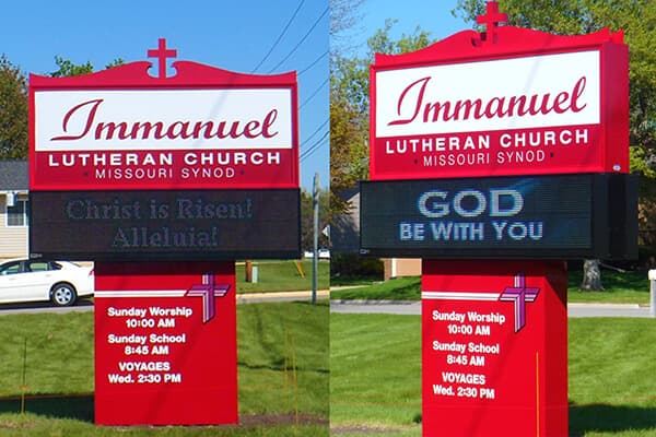 Churches Immanuel Lutheran Pole Sign