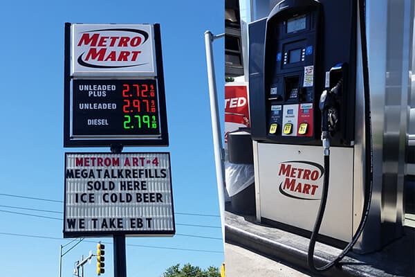 Convenience Stores Metro Mart Pole & Pump Sign