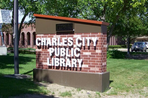 Municipal Charles City Library Monument Sign