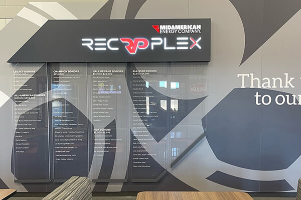 Rec Plex Donor Signage