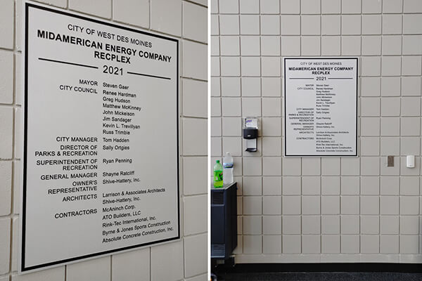 RecPlex Interior Plaque